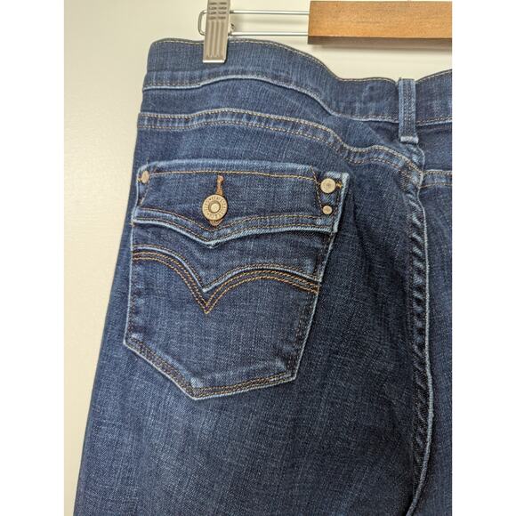 LEVI'S 505 Women's Straight Leg Dark Blue Jeans Size 14M Stretch - Picture 11 of 15